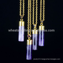 5 colors bar pendant necklace, natural stone gold chain pendant necklace